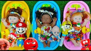 4 Minutes Satisfying Video Mixing Funny Candy ASMR & Make Up in 3 Bathtubs with Magic M&M's Slime32