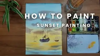 How To Paint a Sunset Painting/ Watercolor Tutorial 