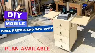 DIY Mobile Cart for Drill Press, Band Saw, Sander, Planer, or Jointer - Easy Woodworking Projects