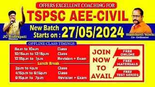 TSPSC AEE - AE New Batch Starts on 27/05/2024 Saimedha Koti - Hyd