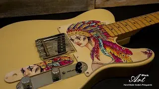 Telecaster Pickguard & Control Plate SET Wood & Sparkling Rainbow Swarovski Crystals Princess