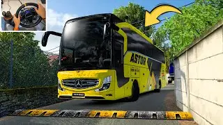 Smooth Bus Drive through Extreme Narrow Roads - Euro Truck Simulator 2 | Steering Wheel Gameplay
