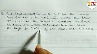 Find Total Cost Function, The Break Even Quantity, Profit and Price | Class 11 Business Maths