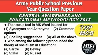 Army public school exam preparation | Army school General awareness and Educational Methodology 2013