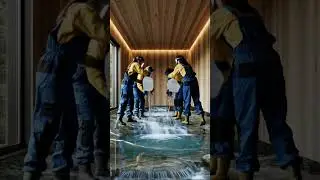 3D Floor Illusion Waterfall Bathroom Transformation #3dfloor #3d #modernbathroom