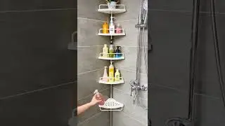4-Tier Corner Shower Caddy Shower Tension Pole Caddy Stainless Steel with Adjustable Shelves #short