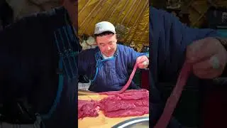 Приготовлю вяленое мясо для младшего брата #еда #кулинария #Монголия