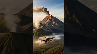 Drone recording when Mount Merapi issued lava