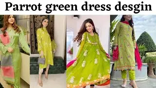 Parrot green dress design | parrot green dress design ideas