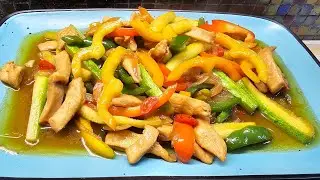Tigaie rapida cu pui picant și legume.