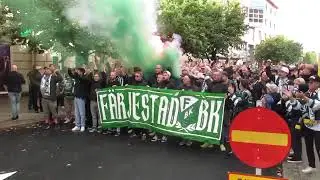 F&auml;rjestad BK supportrar marsch i hemmapremi&auml;ren mot R&ouml;gle BK