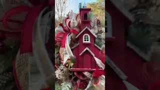 Rustic winter wreath, front door decor, red church wreath,