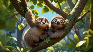 Three Sleepy Sloths Hug a Tree | Jungle Song for Kids | Nursery Rhymes and Learning Songs