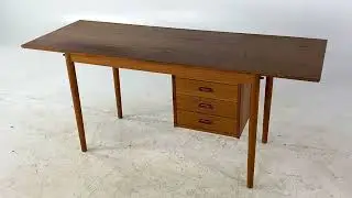 Arne Vodder Style Mid Century Teak Drop Leaf Desk