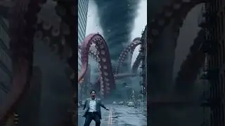 Giant Octopus Monster Attacks the City