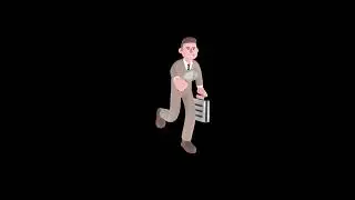 3D Cartoon Lawyer Character Turntable | Running Attorney Investigating with Magnifying Glass
