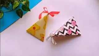 Triangle gift bag | How to make simple paper gift bag?  Cute and easy origami craft ideas