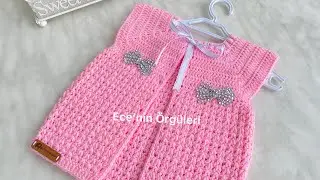 Easy crochet pattern baby vest /Tığ işi Cimcime Model Bebek Yeleği / 6 ay
