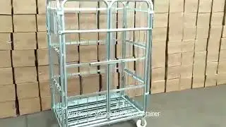 Logistic Security Wire Mesh Roll Cart Storage Metal Trolley with Wheels