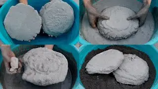 pure dirt or reuse cement slab shapes dipping&crumbling in water