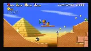 New Super Mario Bros Wii Multiplayer Playthrough : World 2-2