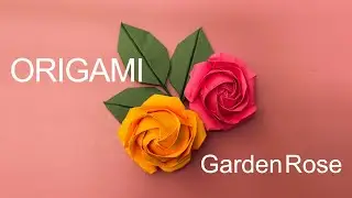 Origami garden rose tutorial. How to make a paper rose flower. Handmade things. Easy paper crafts.