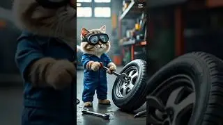 cat  working in workshop #car #accidentnews #cat #workshop #carfixing