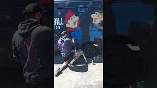 super mario bros graffiti on food van