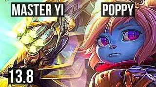 MASTER YI vs POPPY (TOP) | 2.9M mastery, Quadra, 1800+ games, Rank 9 Yi | KR Master | 13.8