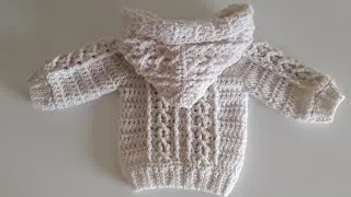 Crochet #31 How to crochet Aran baby hoodie / Part 2