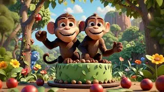 The Monkey Who Found a Giant Cake | Fun Story Song for Kids | Animal Adventure Rhymes