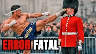 Un LUCHADOR de MUAY THAI provoca a un GUARDIA REAL con golpes &mdash; termina HUMILLADO