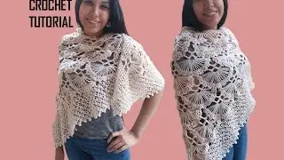 COMO TEJER HERMOSO CHAL , BUFANDA, PONCHO DE ABANICOS TEJIDO A CROCHET PARTE 2