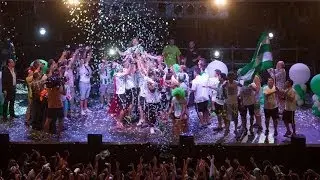 Fiesta del Córdoba CF celebrando el ascenso a Primera División en la ciudad