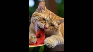 Cat eating watermelon 😺🍉 #ai #cat #watermelon #aicat