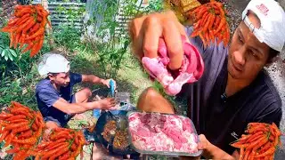 Tumis Daging Jeroan dengan Cabe Merah | COOKING IN VILLAGE | HOT SPICY 