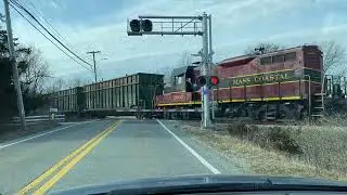 Mass Coastal  Energy Train empties Yarmouth bound crossing Rte 6A in West Barnstable, MA. 03/13/2025