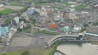 夜にはネオン輝く雄琴のびわこからの背面風景　2021