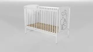 Qmini - Patut din lemn Timmi Heart, Cu sertar, 120x60 cm