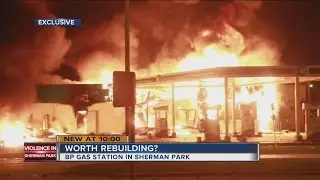 Burned BP gas station owner unsure if he'll rebuild