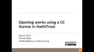 Opening works via Creative Commons license in HathiTrust