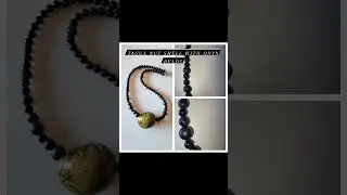 Tagua Nut Shell with Onyx Beads