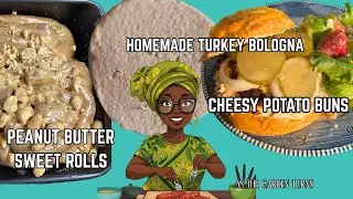 HOMEMADE TURKEY BOLOGNA ON CHEESY POTATO BUNS & PEANUT BUTTER SWEET ROLLS! #asthegardenturns #dinner