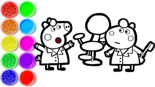How to Draw Peppa Pig and Suzy Sheep playing Dentists