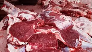Exclusive Lefty Cow Meat Cutting Master Showing his Amazing Knife Skills II Amazing Beef Meat Shop