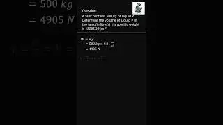 Specific weight - Example 3 (find the volume)! fluid mechanic, fluid property, weight, mass, gravity