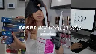 reset my PMU studio with me! || organizing, cleaning + restocking