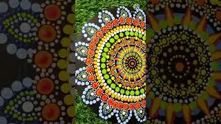 mandala dot art on wooden panel