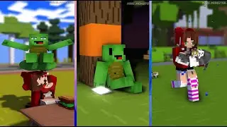 JJ's sister and cat family ignoring poor kitty | Minecraft Mix #minecraft