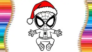 Örümcek Adam, Noel Baba Çizimi - Çocuklar için Kolay Çizim - Spiderman, Santa Claus Drawing for Kids